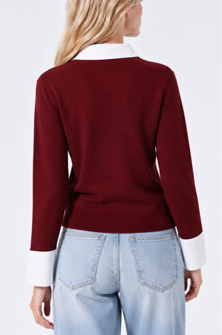 Cotton Cashmere Layered Polo Top