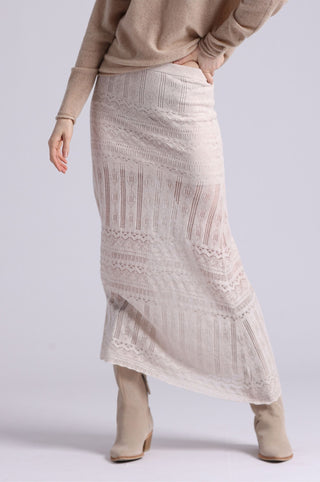 Cotton Blend Maxi Lace Skirt