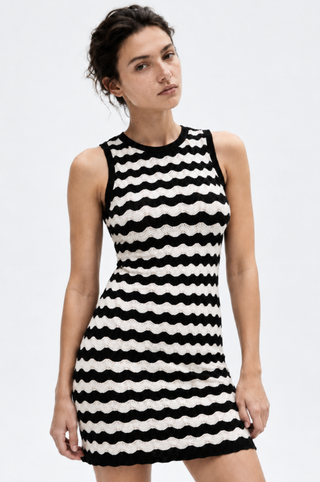 Scallop Stripe Tank Dress