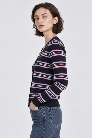 Striped V Neck Cardigan
