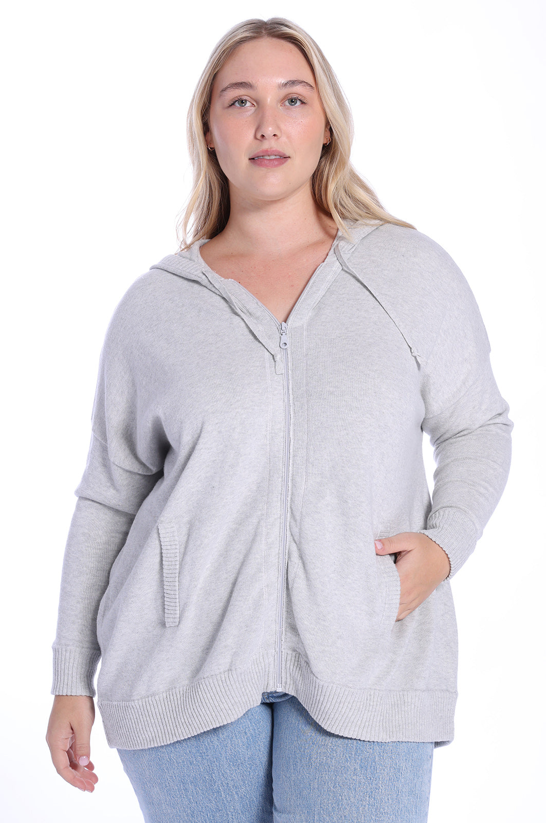 Plus Size Cotton Cashmere Oversized Zip Hoodie