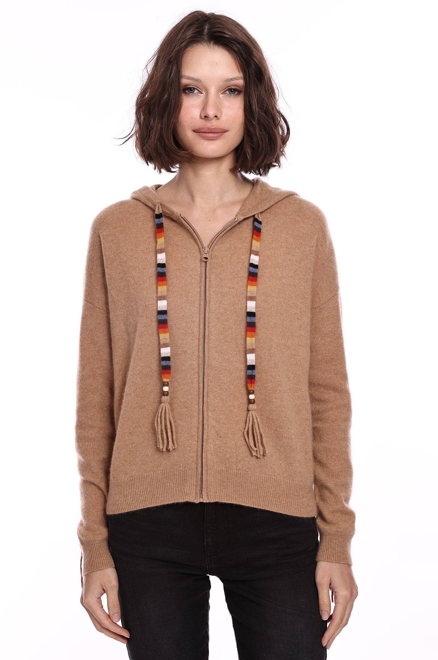 Cashmere Zip Fringed Hoodie – Minnie Rose