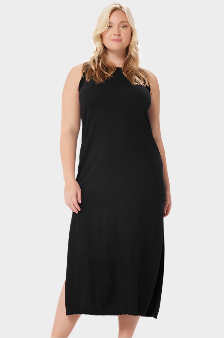 Plus Size Cotton Cashmere Maxi Frayed Tank Dress Minnie Rose