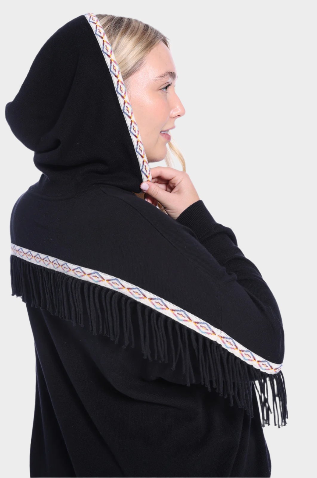 Fringe hoodie best sale