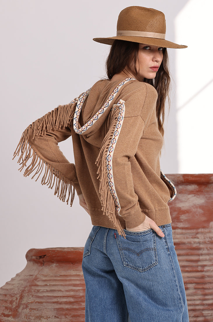 Hoodie with fringes sale