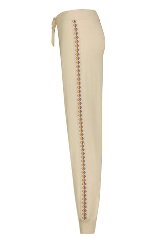 Cotton Cashmere Embroidered Pants cream