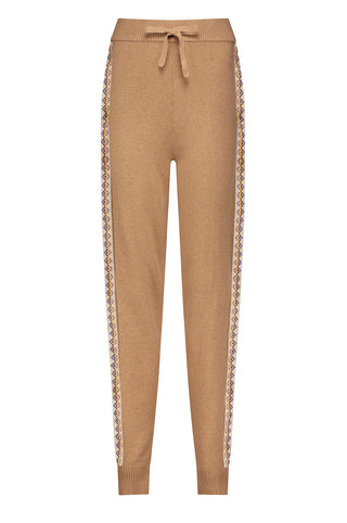 Cotton Cashmere Embroidered Pants camel