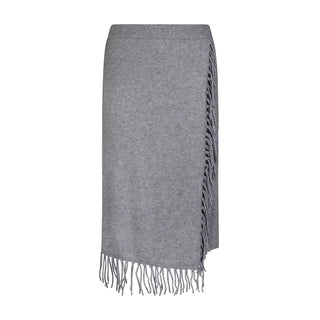 Cashmere Wrap Skirt with Fringe- Grey Shadow