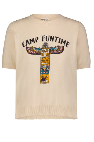 Cotton Cashmere Camp Funtime Frayed Tee cream