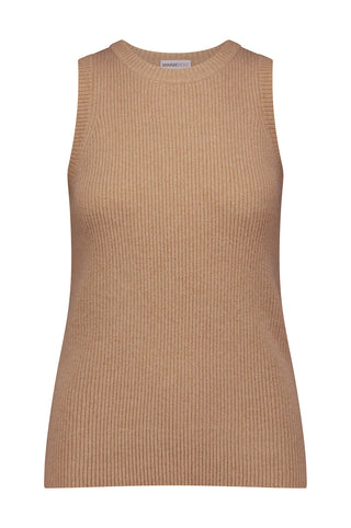 Cashmere Ribbed Tank- Camel