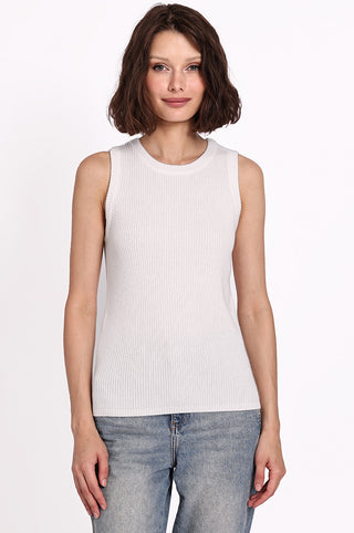 Cashmere Ribbed Tank- White