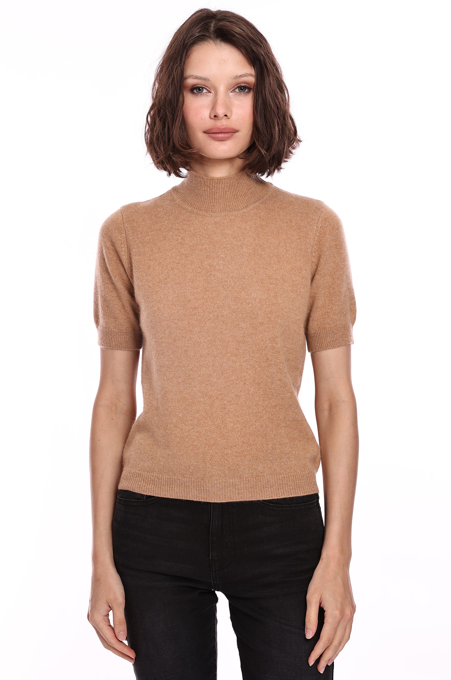 Short sleeve cashmere turtleneck sweater 2025