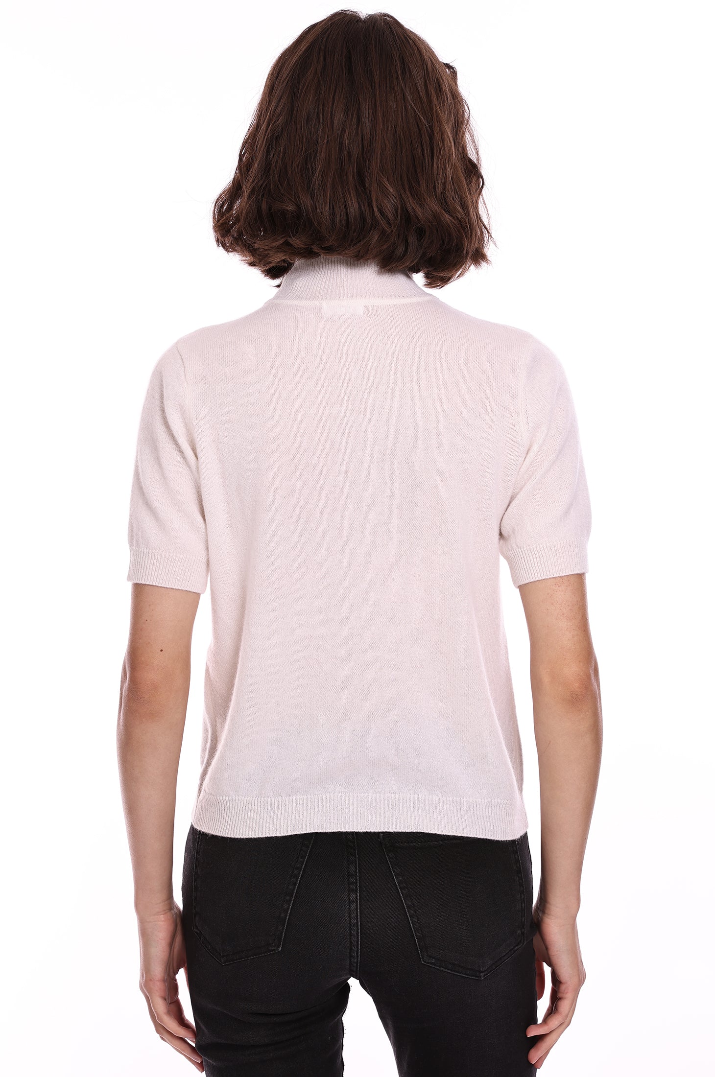 Short Sleeve Mock Neck Cashmere Sweater [CV007] - $189.00