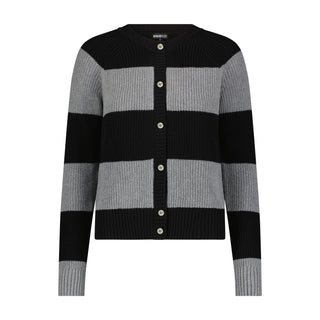 Cotton Cashmere Shaker Rugby Stripe Cardigan