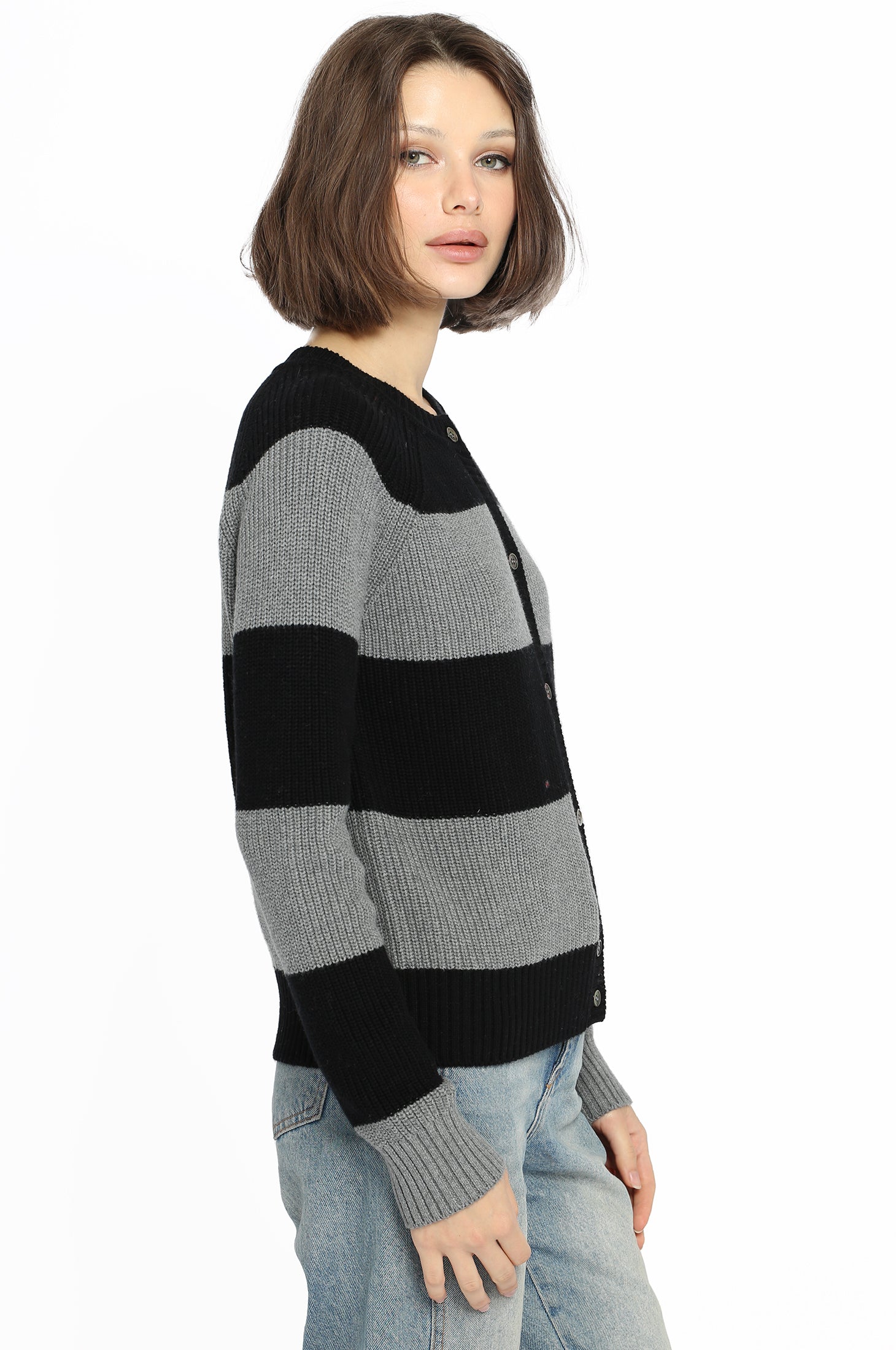 Grey striped outlet cardigan