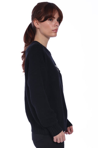 Cotton Cashmere Shaker Pullover w/ Cut Out & Pin Detail
