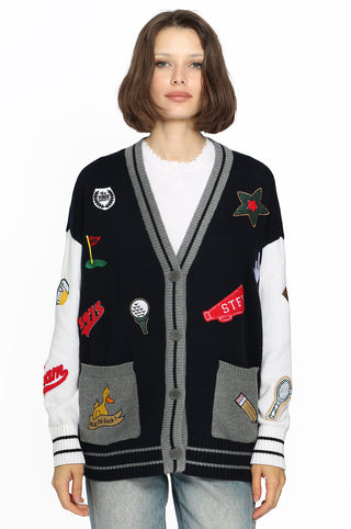 Cotton Cashmere Oversized Cardigan with Patches