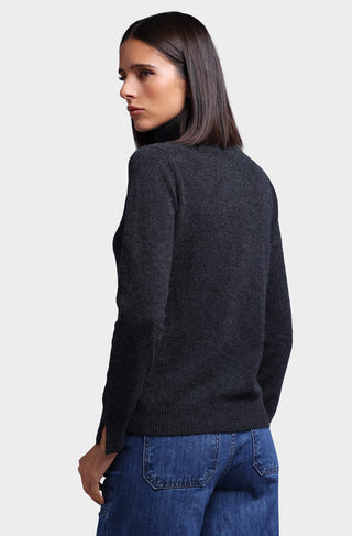 Cashmere Turtleneck Pullover w/ Slit Sleeve Detail