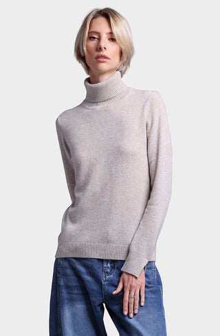 Cash Turtleneck Pullover w/ Slit Sleeve Detail