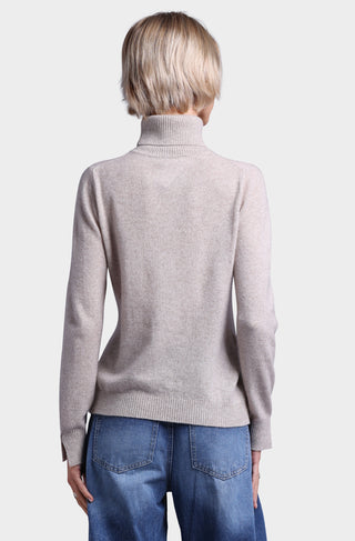 Cashmere Turtleneck Pullover w/ Slit Sleeve Detail