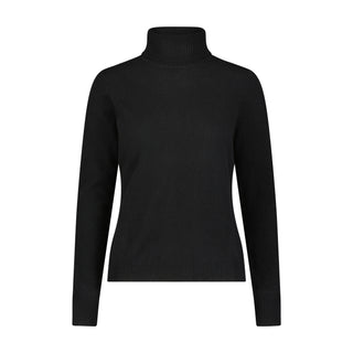 Cashmere Turtleneck Pullover w/ Slit Sleeve Detail- Black