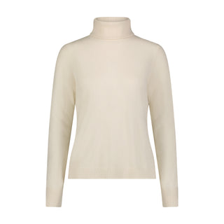 Cashmere Turtleneck Pullover w/ Slit Sleeve Detail- White