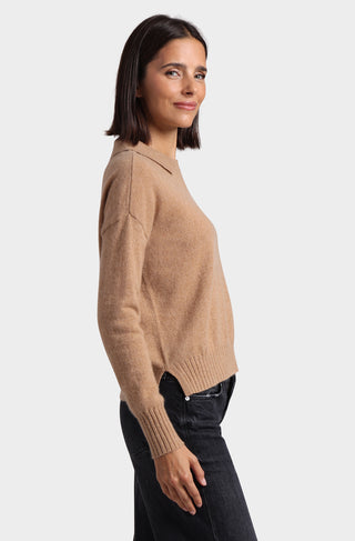 Cashmere Crew Neck Pullover with Collar