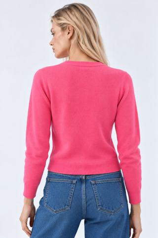 Cotton Cashmere "Nana" Embroidered V Neck Cardigan