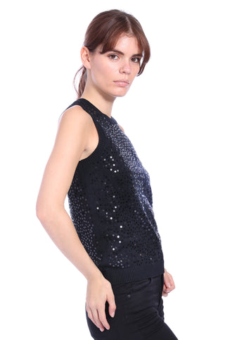 Viscose blend tank top with sequins White