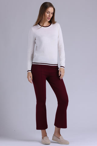 Supima Cotton Cashmere Long Sleeve Crew with Tipping