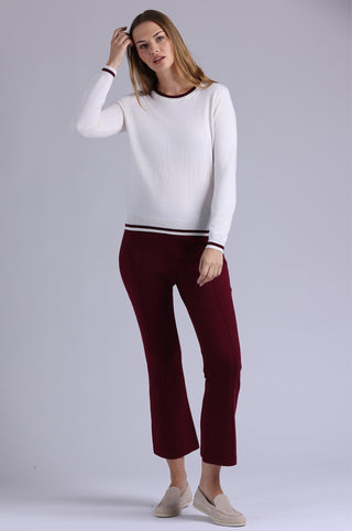 Supima Cotton Cashmere Long Sleeve Crew with Tipping