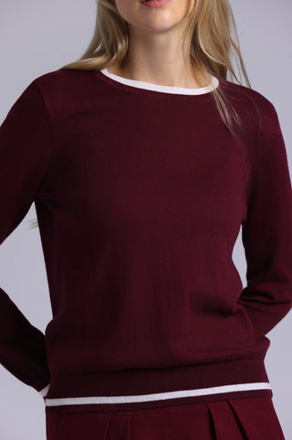 Supima Cotton Cashmere Long Sleeve Crew with Tipping