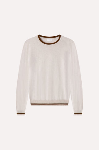 Supima Cotton Cashmere Long Sleeve Crew with Tipping