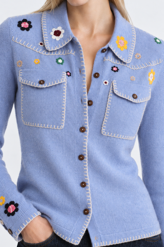 Floral Embroidered Shirt With Pockets