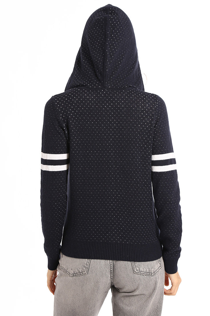 Cotton Cashmere Two-Tone Mesh Zip Hoodie