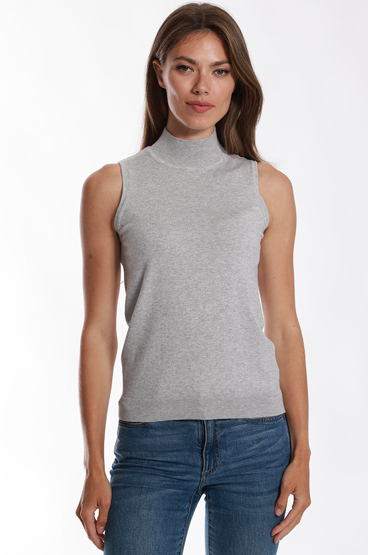 Supima Cotton Cashmere Mock Neck Sleeveless Top – Minnie Rose