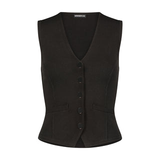 Cotton Blend Vest with Snaps - Black
