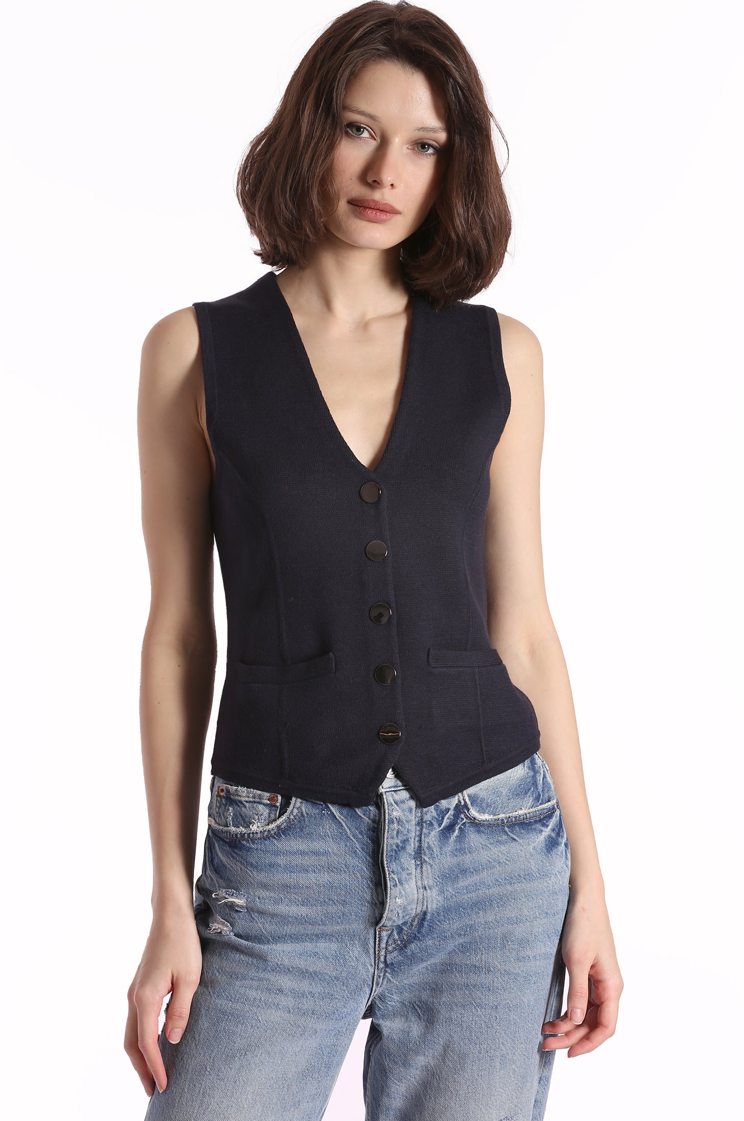 Cotton Blend Vest with Snaps – Minnie Rose