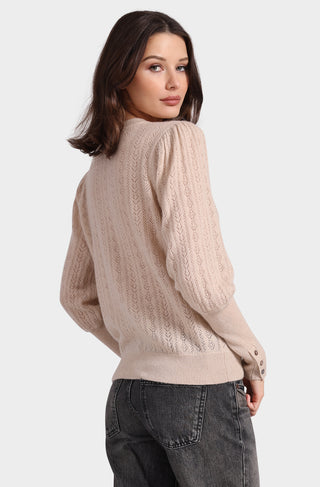 Cashmere Blousant Sleeve Crew Neck Pullover