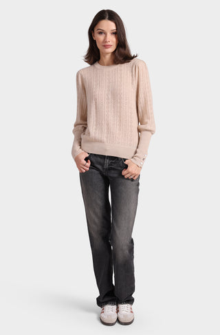 Cashmere Blousant Sleeve Crew Neck Pullover