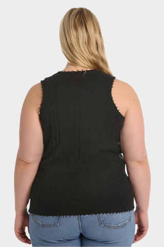 Cotton Plus Size Frayed Cable Tank