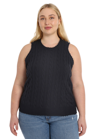 Cotton Plus Frayed Cable Tank