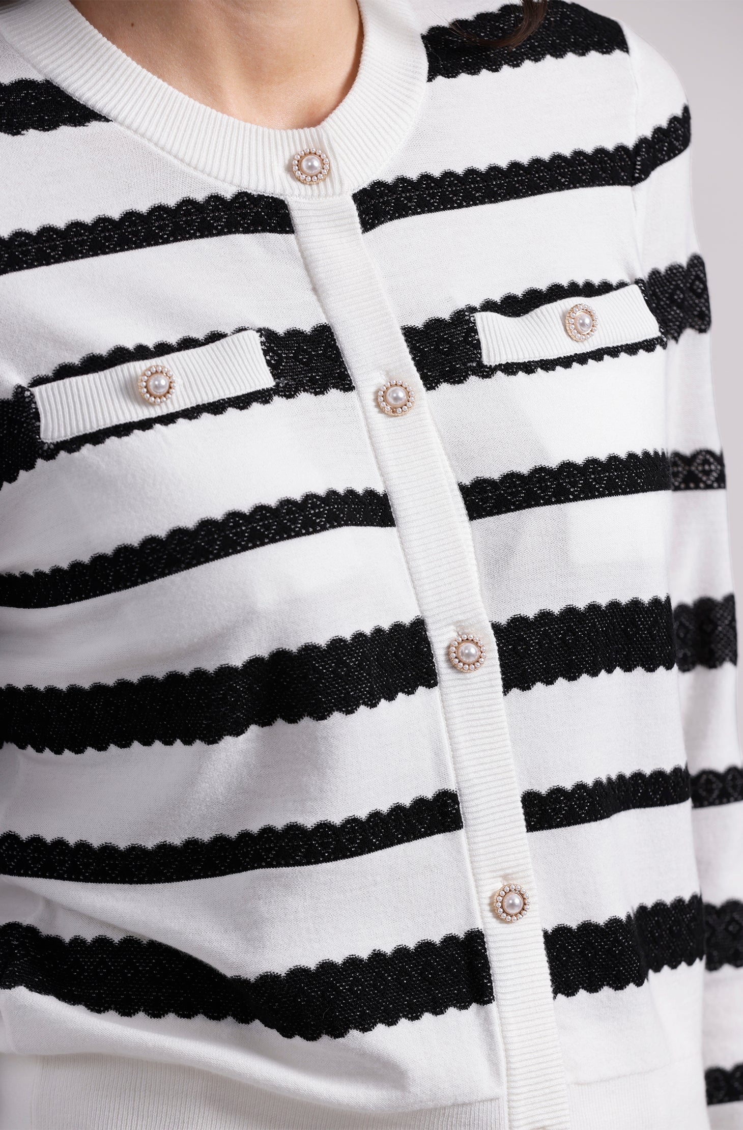 Viscose Lace Stripe Cardigan – Minnie Rose Viscose Lace Stripe Cardigan – Minnie Rose