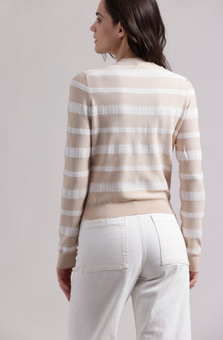 Viscose Lace Stripe Cardigan