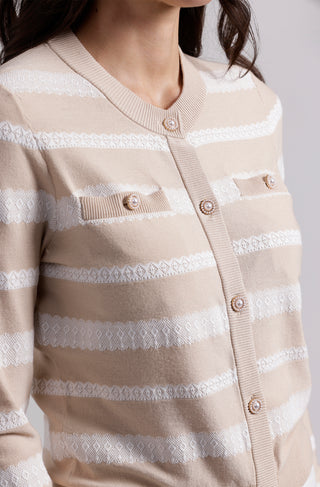 Viscose Lace Stripe Cardigan