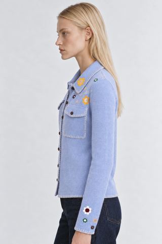 Floral Embroidered Shirt With Pockets