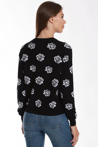 Cotton Cashmere Reversible Rose Pullover