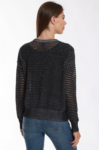 Cotton Cashmere Plaited Mesh Sweater