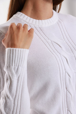 Cotton Cashmere Center Cable Crop Sweater