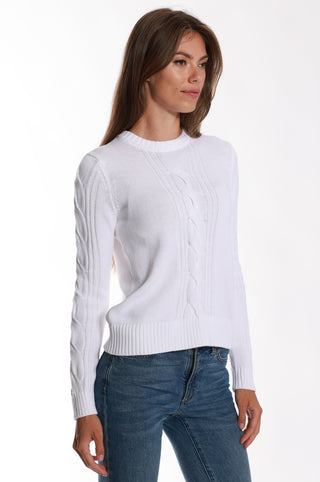 Cotton Cashmere Center Cable Crop Sweater